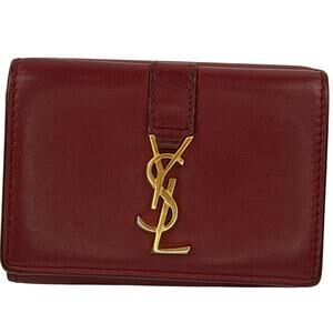 Saint Laurent Fold Pursee Tiny Compact Wallet YSL Bordeaux Leather